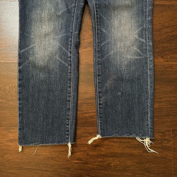 Madewell dark wash slim boyjean raw hem jeans size 28 - Picture 6 of 14
